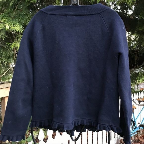 vtg•j crew 100% cotton ruffle sweater jacket - Picture 4 of 9